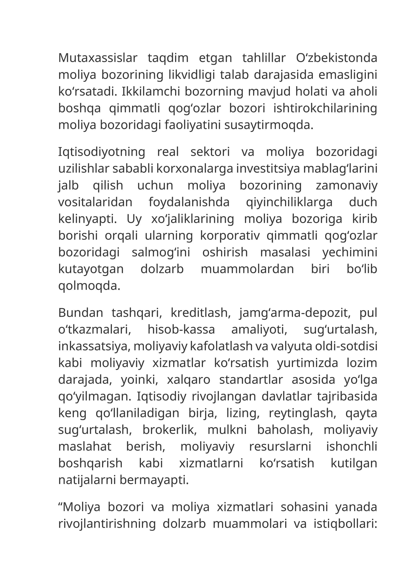 Moliya Bozori Likvidligi 1