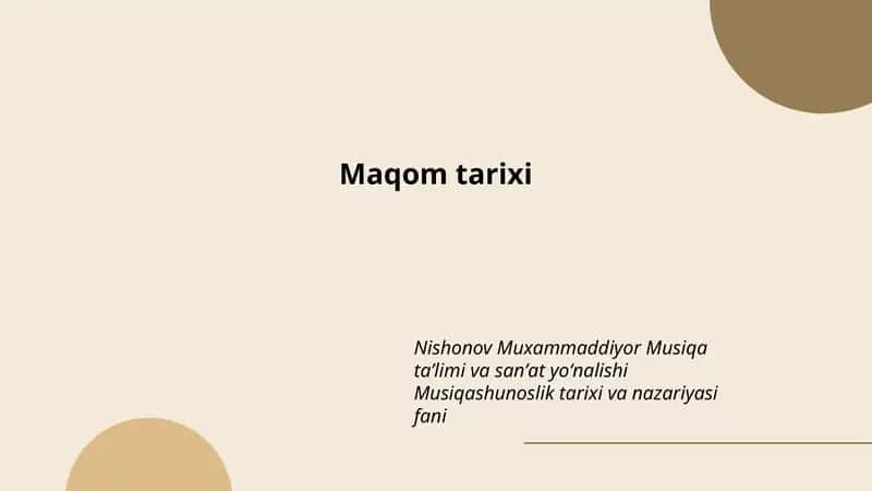 Maqom tarixi 1