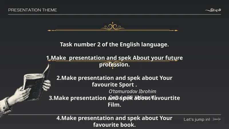 Task number 2 of the English language 1