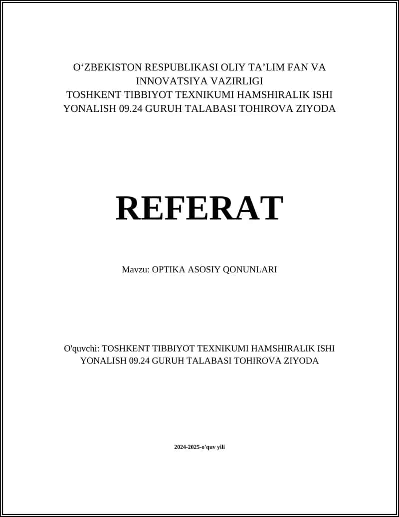 OPTIKA ASOSIY QONUNLARI 1