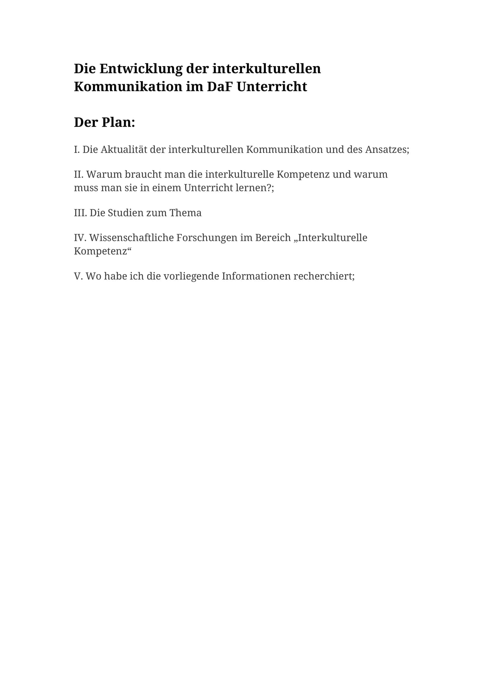 Entwicklung der interkulturellen Kommunikation im DaF Unterricht 1