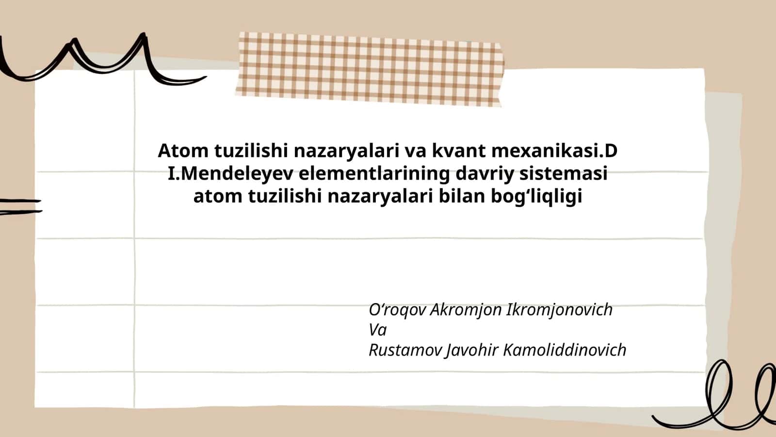 Atom tuzilishi nazaryalari va kvant mexanikasi 1