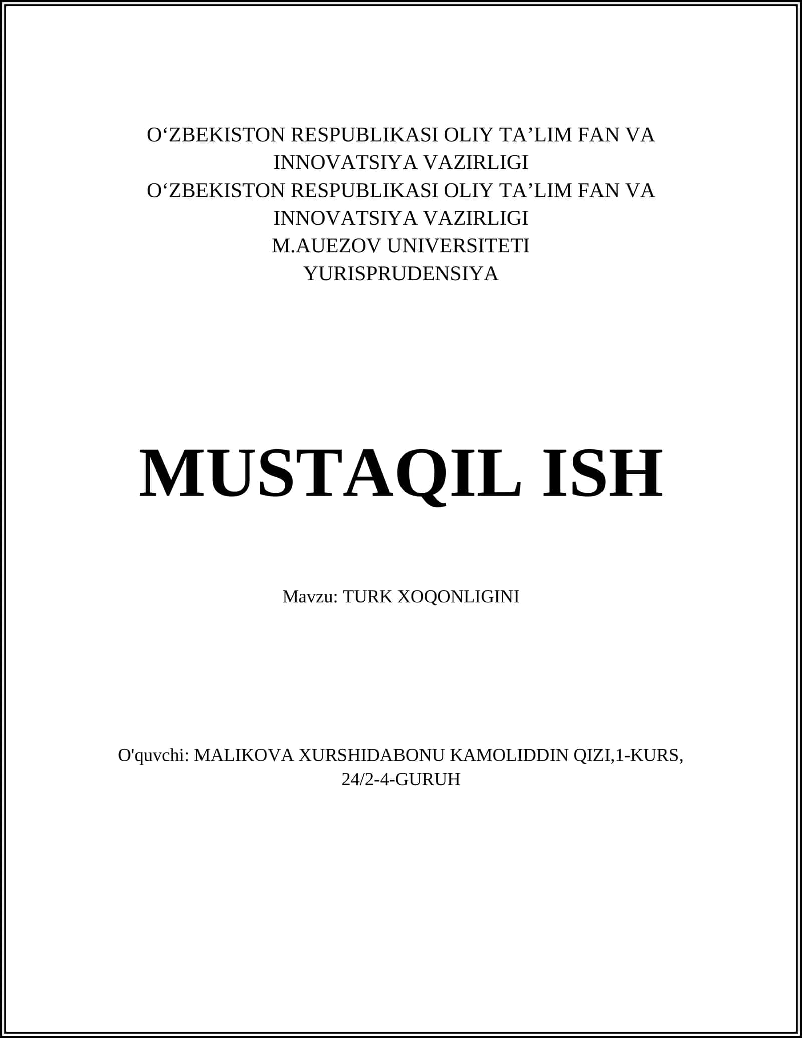 TURK XOQONLIGINI 1