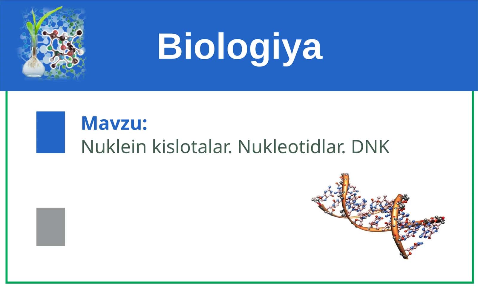 Nuklein kislotalar. Nukleotidlar. DNK 1