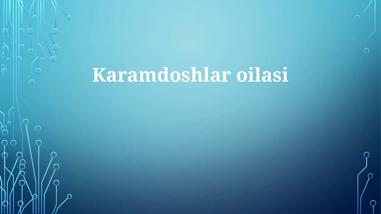 Karamdoshlar oilasi 1