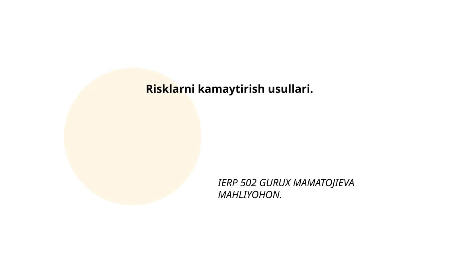 Risklarni kamaytirish usullari 1