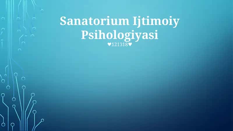 Sanatorium Ijtimoiy Psihologiyasi 1