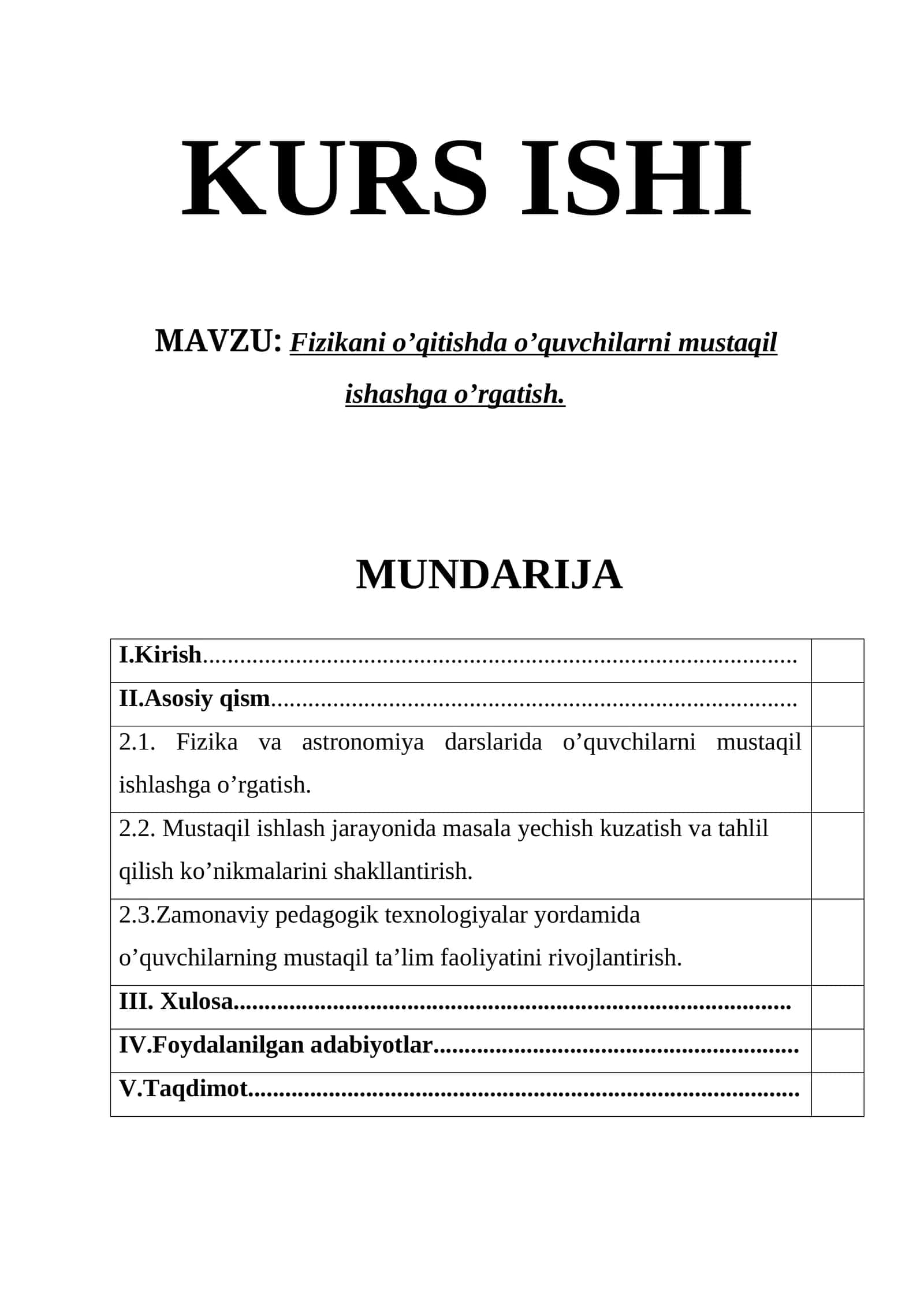 Fizikani o’qitishda o’quvchilarni mustaqil ishashga o’rgatish 1