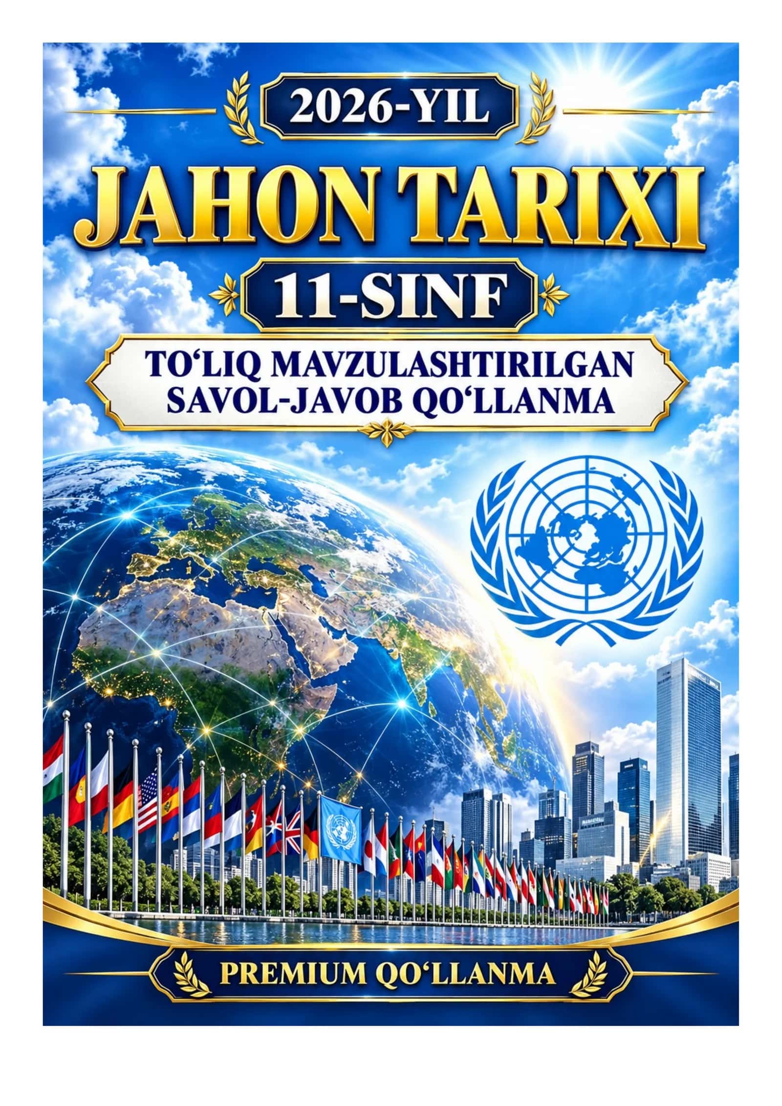 📘 11-SINF JAHON TARIXI | 2586 TA MAVZULASHTIRILGAN SAVOL-JAVOB | 255 BETLIK PREMIUM QO‘LLANMA | 2026 1
