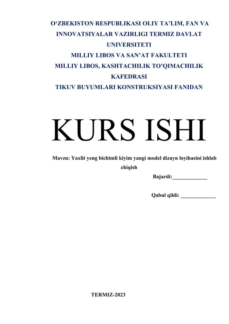Yaxlit yeng bichimli kiyim yangi model dizayn loyihasini ishlab chiqish 1