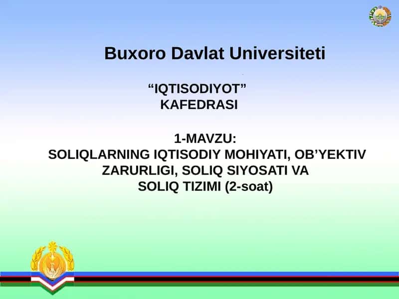 Soliqlar va soliqqa tortish 1