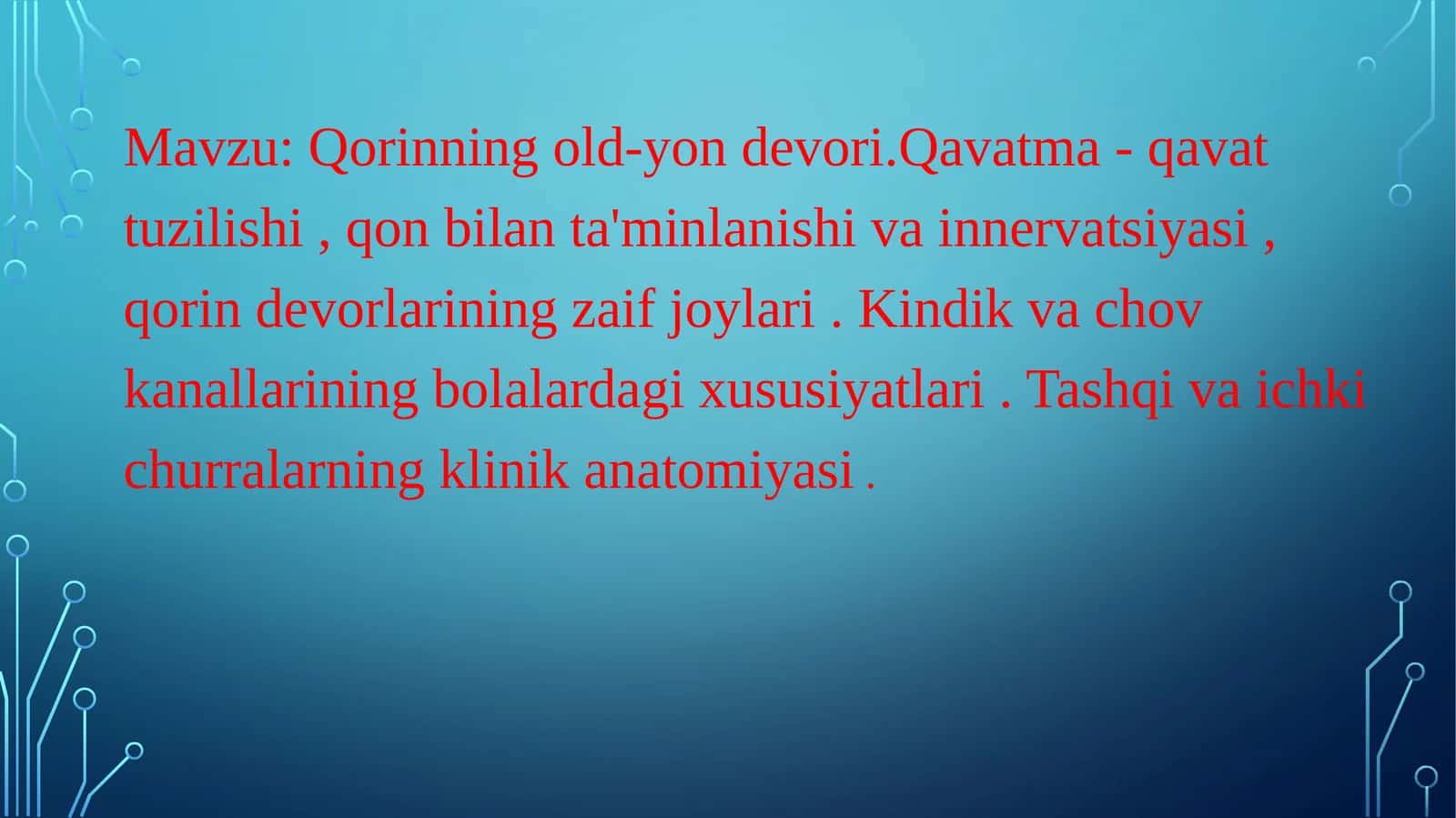Qorinning topografik anatomiyasi 1