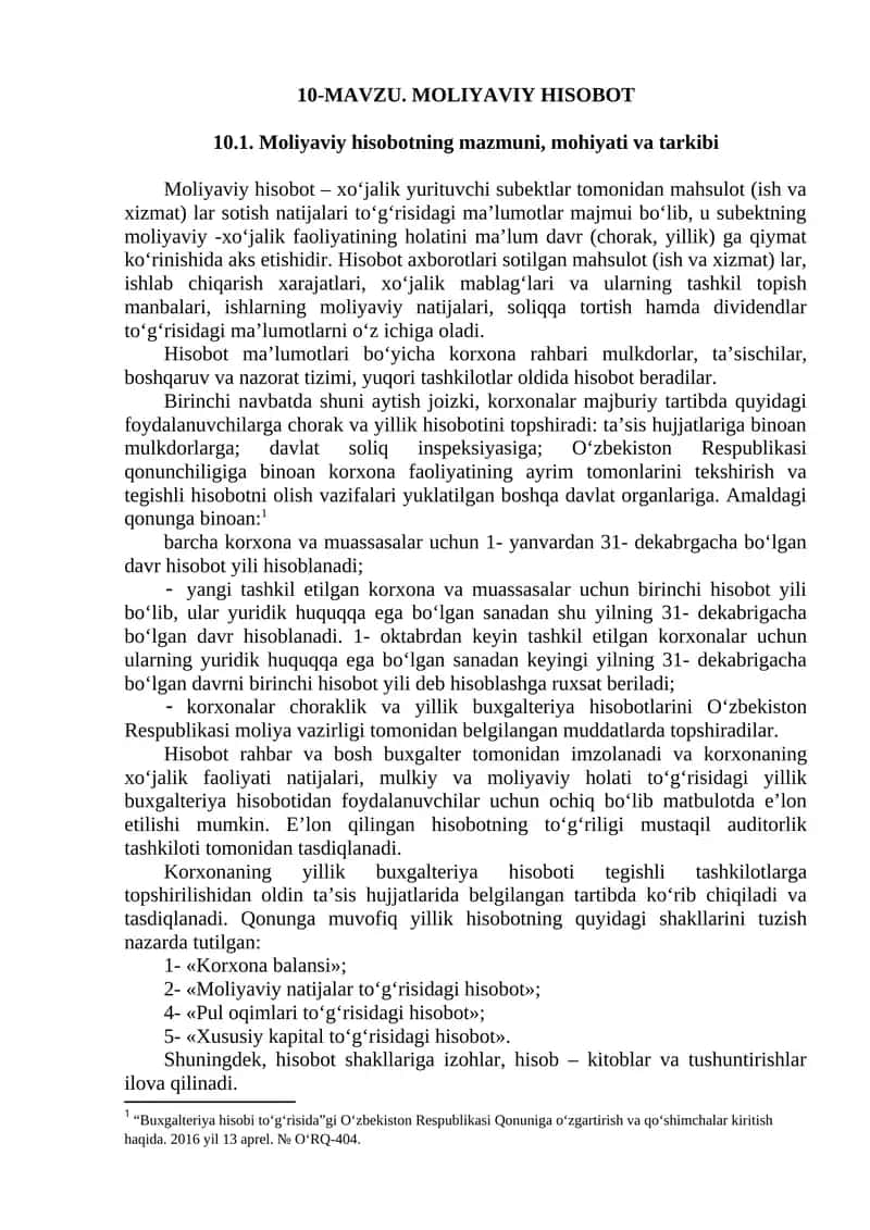 Moliyaviy hisobot 1