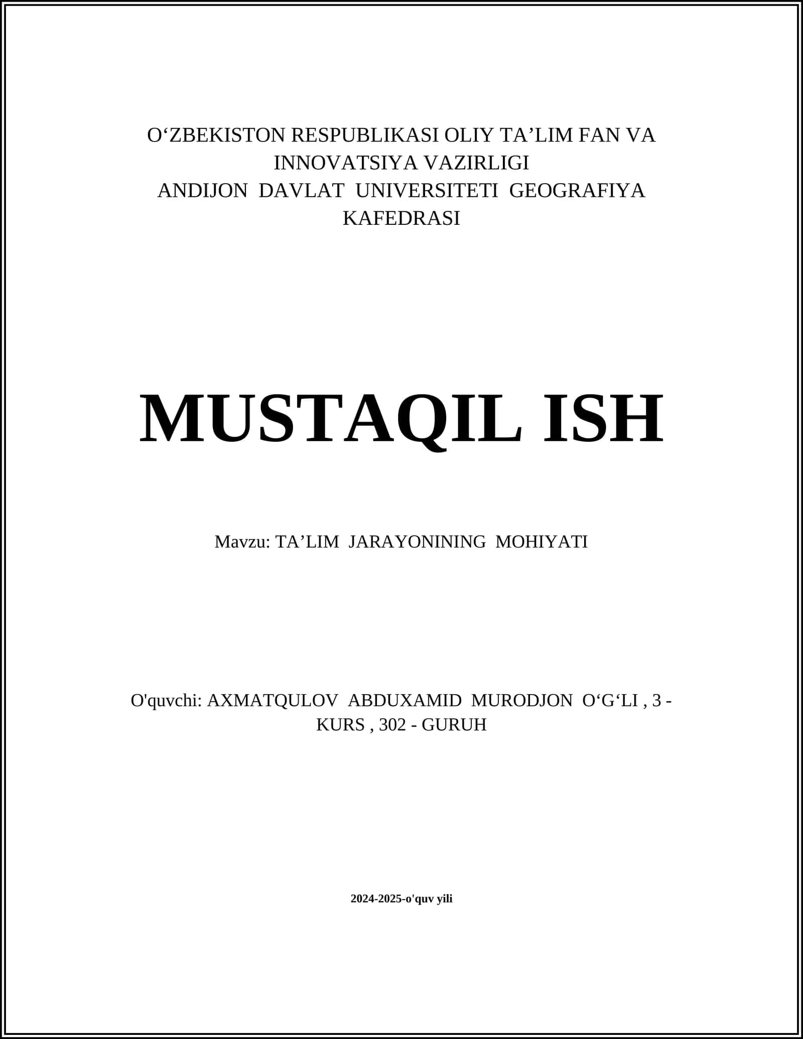 TAʼLIM JARAYONINING MOHIYATI 1