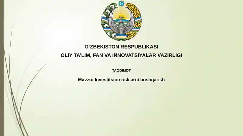 Investitsion risklarniboshqarish