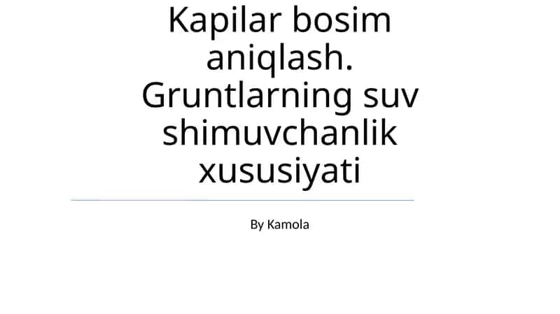 Tuproqlar bosim aniqlash 1