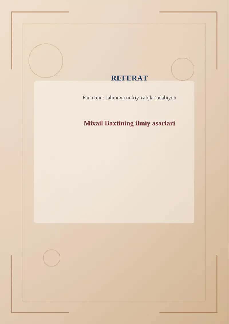 Mixail Baxtining ilmiy asarlari 1