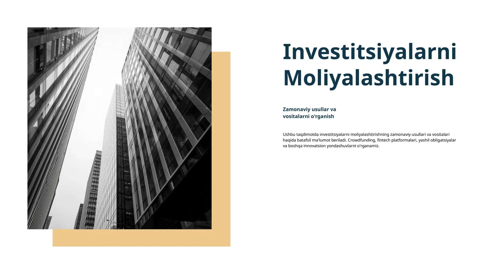 Investitsyalarni moliyalashtirish 1