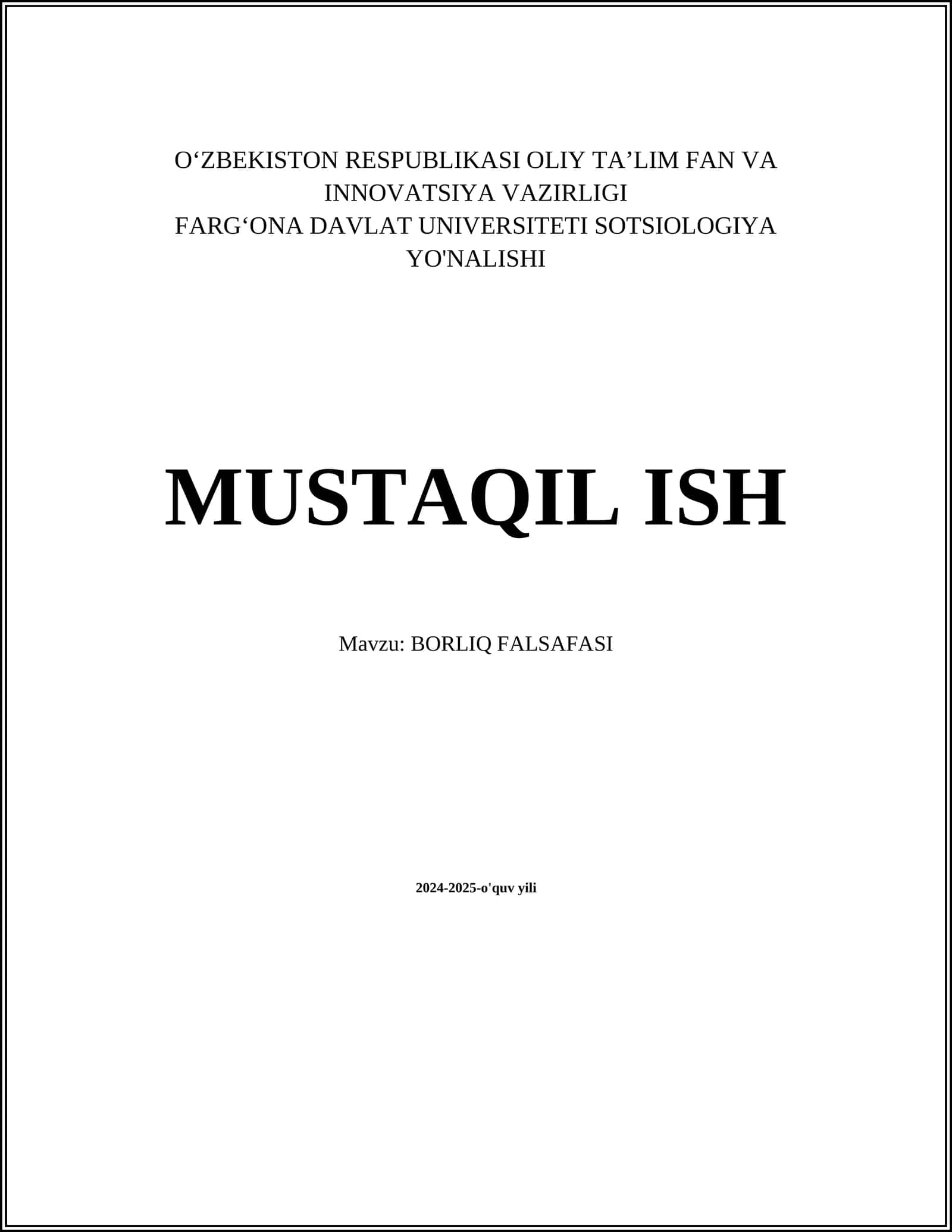 BORLIQ FALSAFASI 1