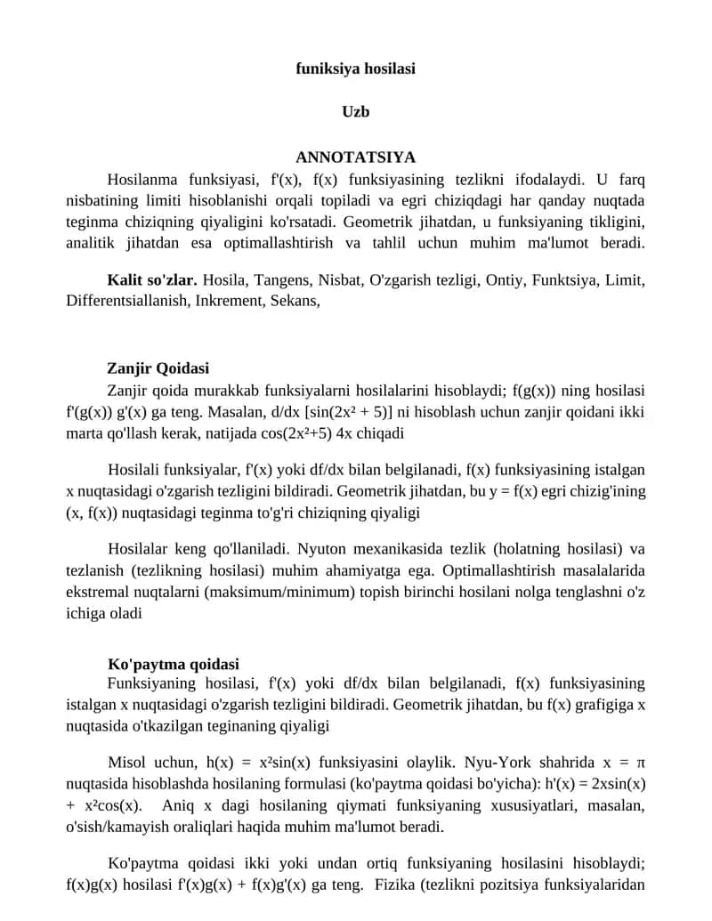 funiksiya hosilasi 1