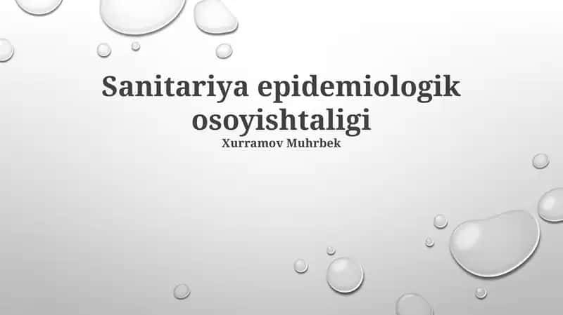 Sanitariya epidemiologik osoyishtaligi 1
