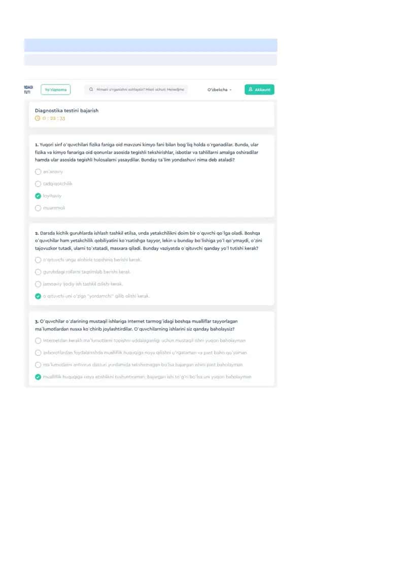 Psixologiya diagnostik test javoblari bilan 1