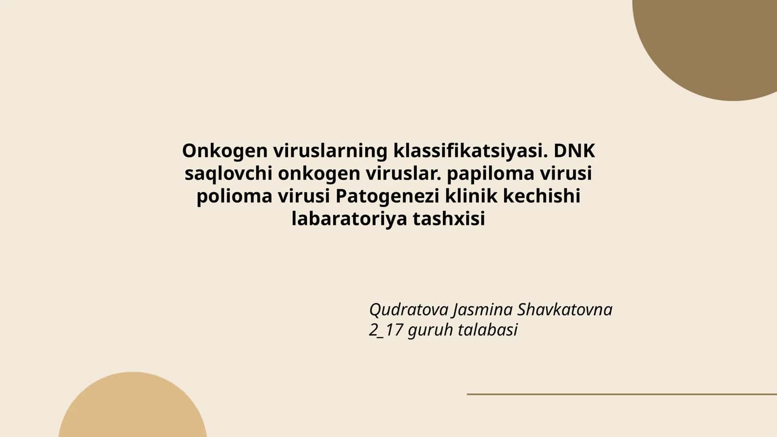 Onkogen viruslarning klassifikatsiyasi 1
