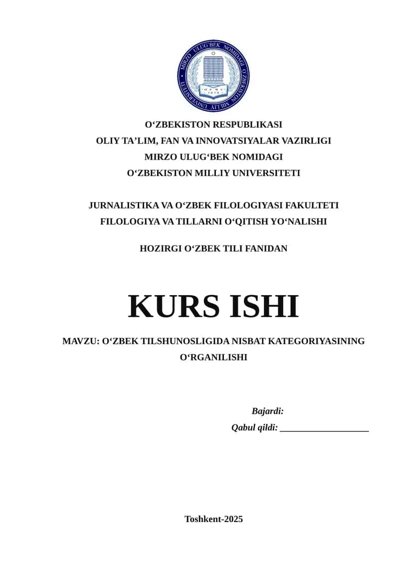 O‘ZBEK TILSHUNOSLIGIDA NISBAT KATEGORIYASINING O‘RGANILISHI 1