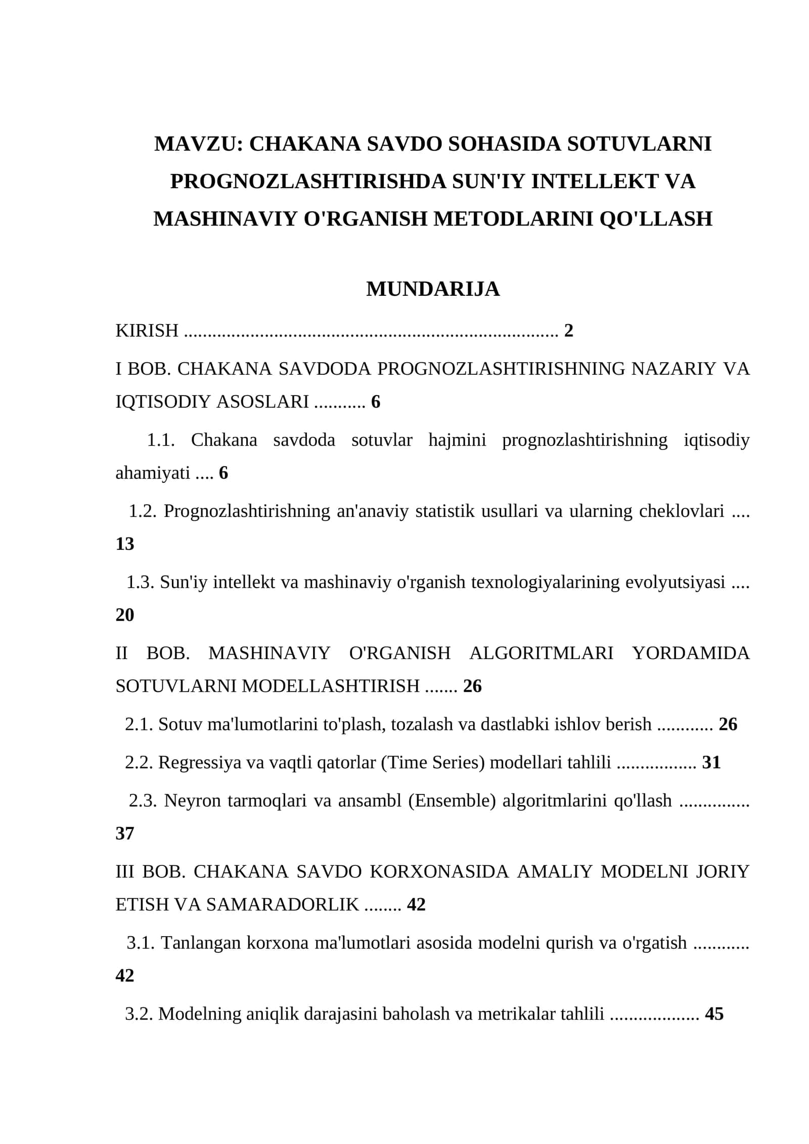 CHAKANA SAVDO SOHASIDA SOTUVLARNI PROGNOZLASHTIRISHDA SUN'IY INTELLEKT VA MASHINAVIY O'RGANISH METODLARINI QO'LLASH 1