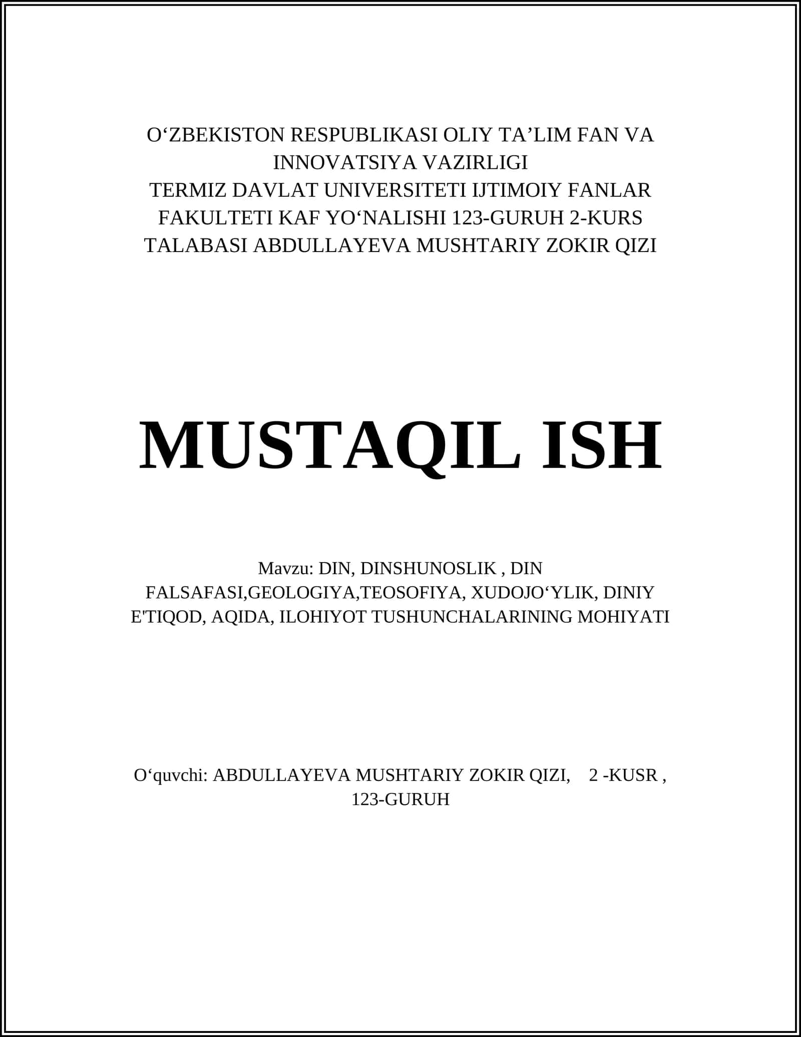 DIN VA DINSHUNOSLIK ASOSLARI 1