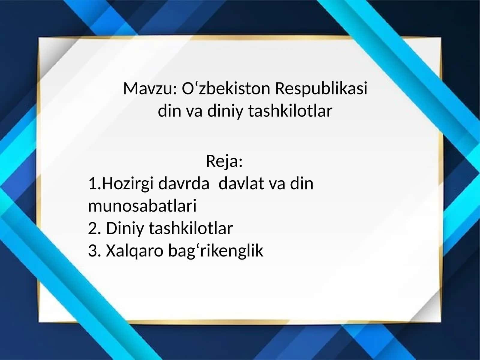 Oʻzbekiston Respublikasi din va diniy tashkilotlar 1