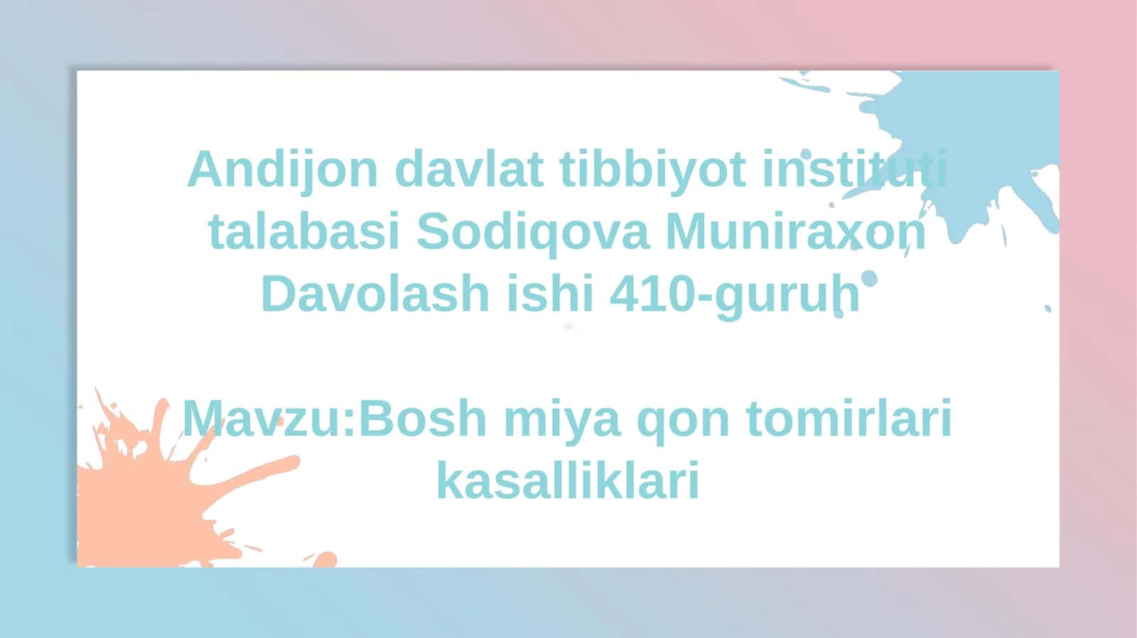 Bosh miya qontomirlari kasalliklari 1