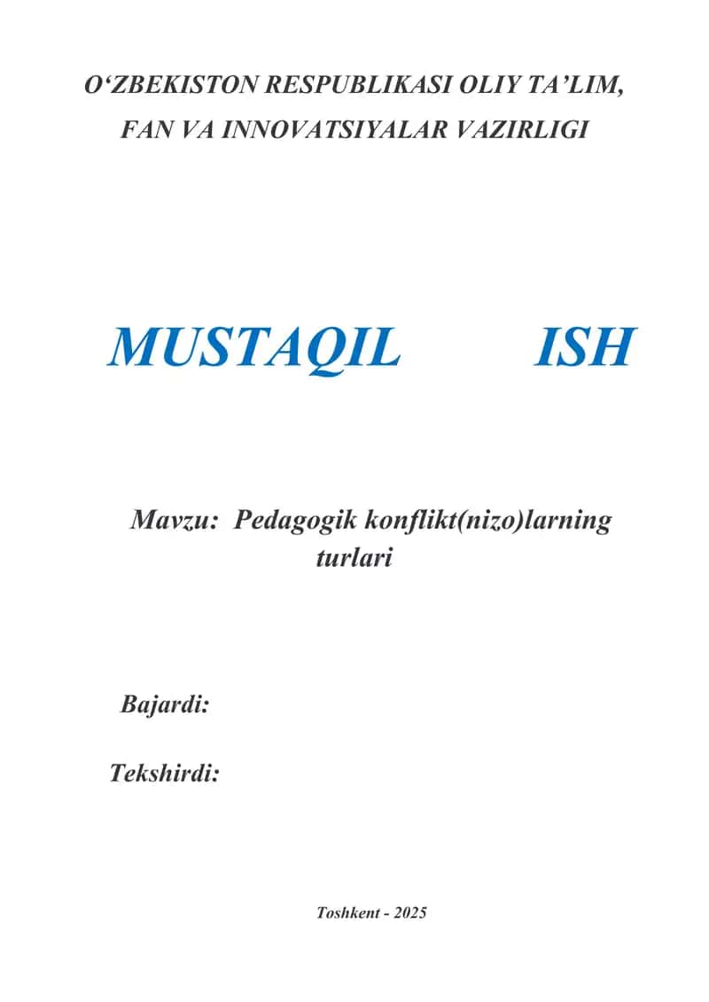 Pedagogik konflikt(nizo)larning turlari 1