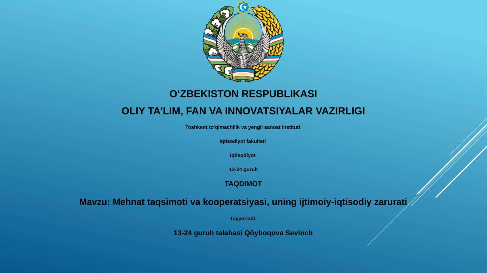 Mehnat taqsimoti va kooperatsiyasi 1