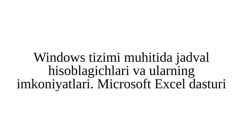 Microsoft Excel 1