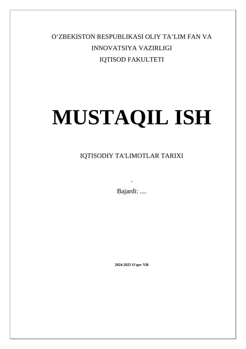 Iqtisodiy ta'limotlar tarixi 1