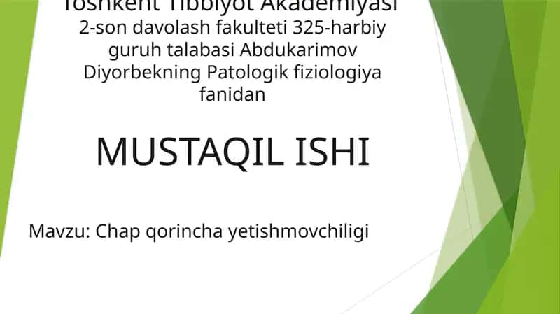 Chapqorincha yetishmovchiligi 1