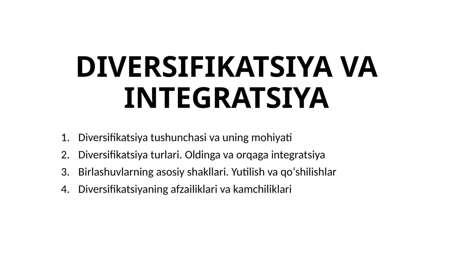 DIVERSIFIKATSIYA VA INTEGRATSIYA 1