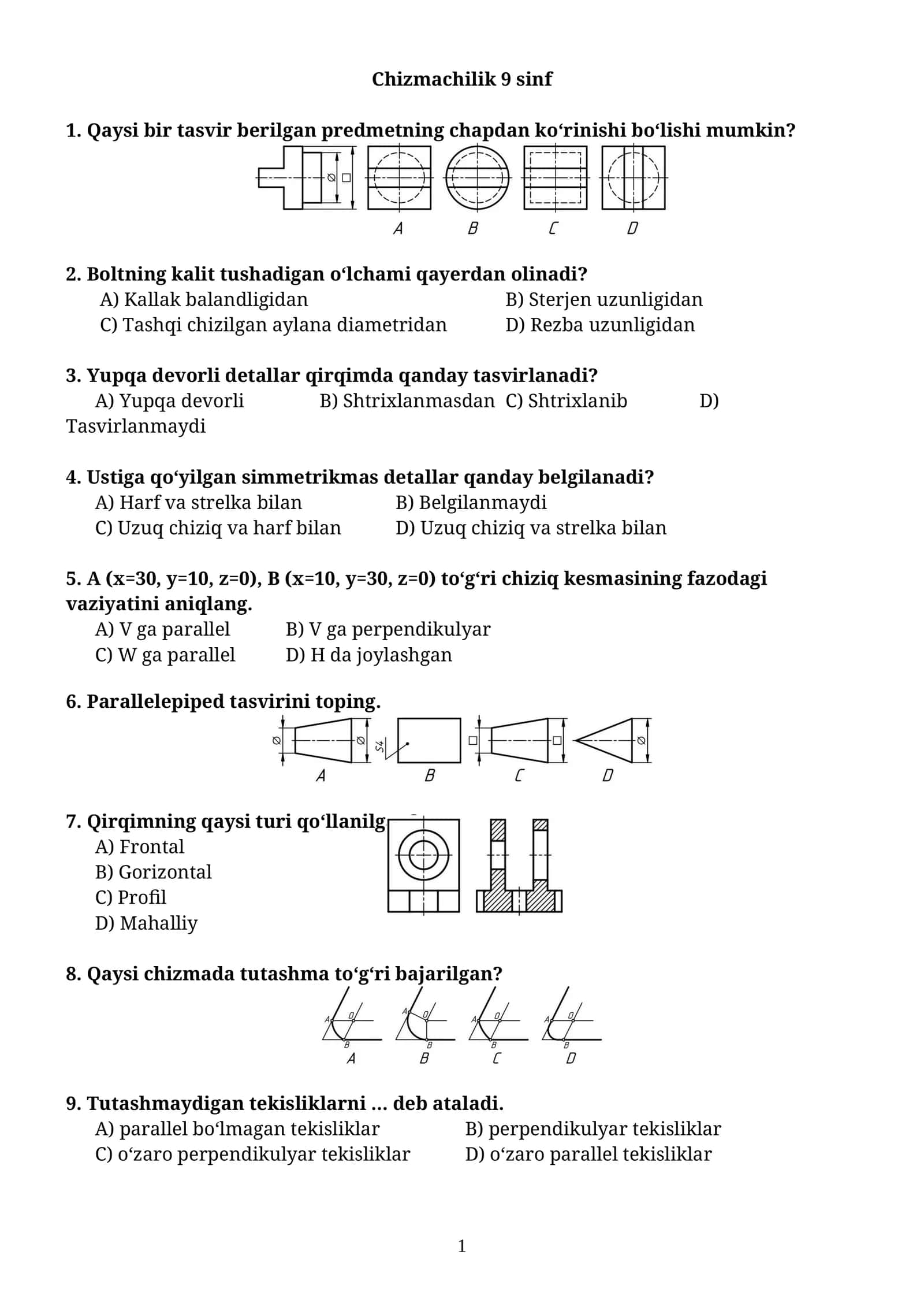 Chizmachilik 9 sinf 1