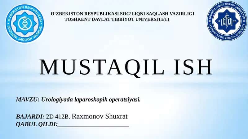 Urologiyada laparoskopik operatsiyasi 1