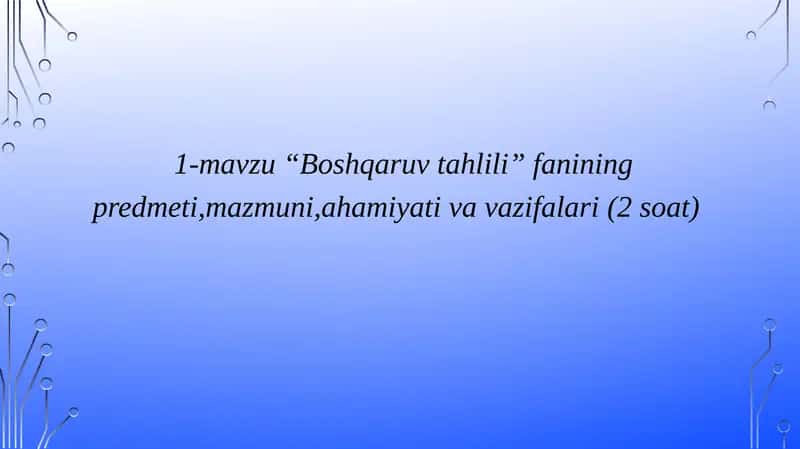 Boshqaruv tahlili 1