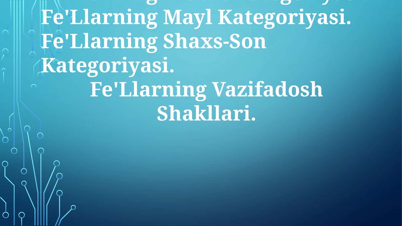 Fe'Llarning Nisbat Kategoriyasi 1