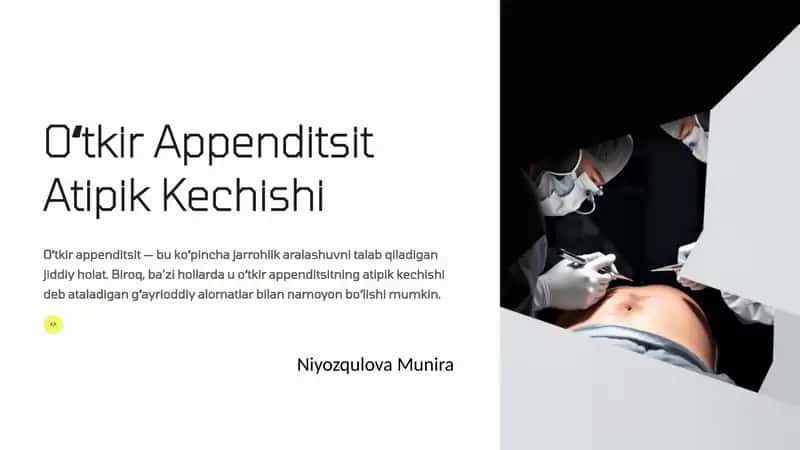 Oʻtkir Appenditsit Atipik Kechishi 1