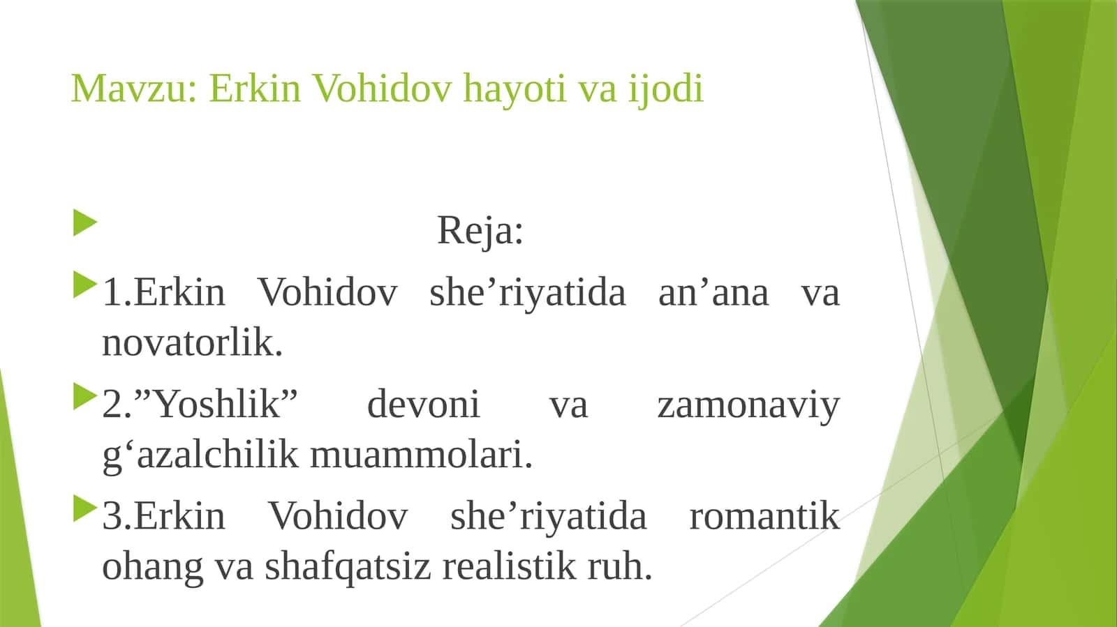 Erkin Vohidov hayoti va ijodi 1