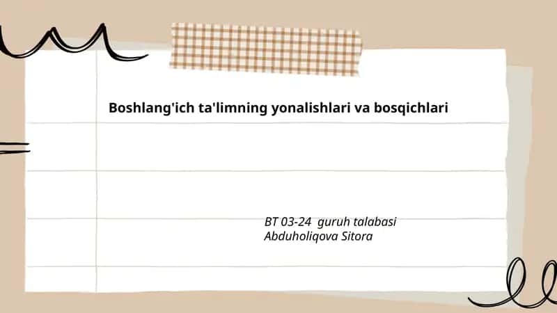 Boshlang'ich ta'limning yonalishlari va bosqichlari 1