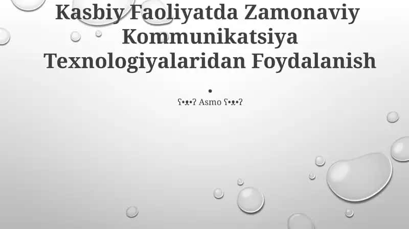 Zamonaviy Kommunikatsiya Texnologiyalari 1