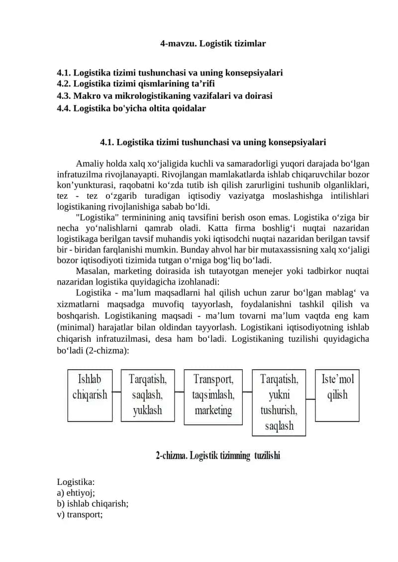 Logistika tizimi 1