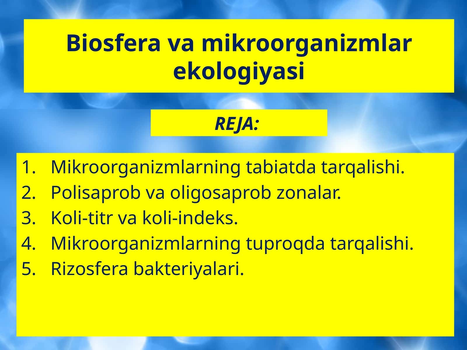 Biosfera va mikroorganizmlar ekologiyasi 1