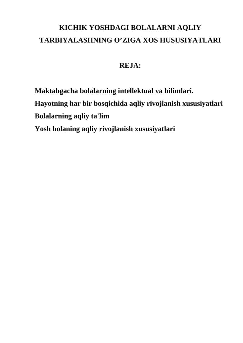 Bolalarni Aqliy Tarbiyalash 1