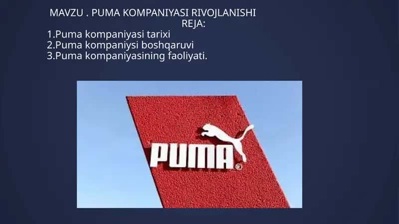 PUMA KOMPANIYASI RIVOJLANISHI 1